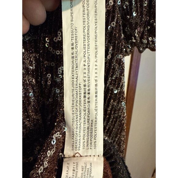 NWT Anthropologie Moon River Brown and Silver Sequin Dress Sz Small - Picture 7 of 13